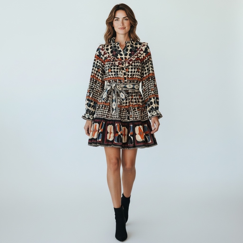 NWT Cleobella  Lotte Mini Dress Color Block Deco Sz M